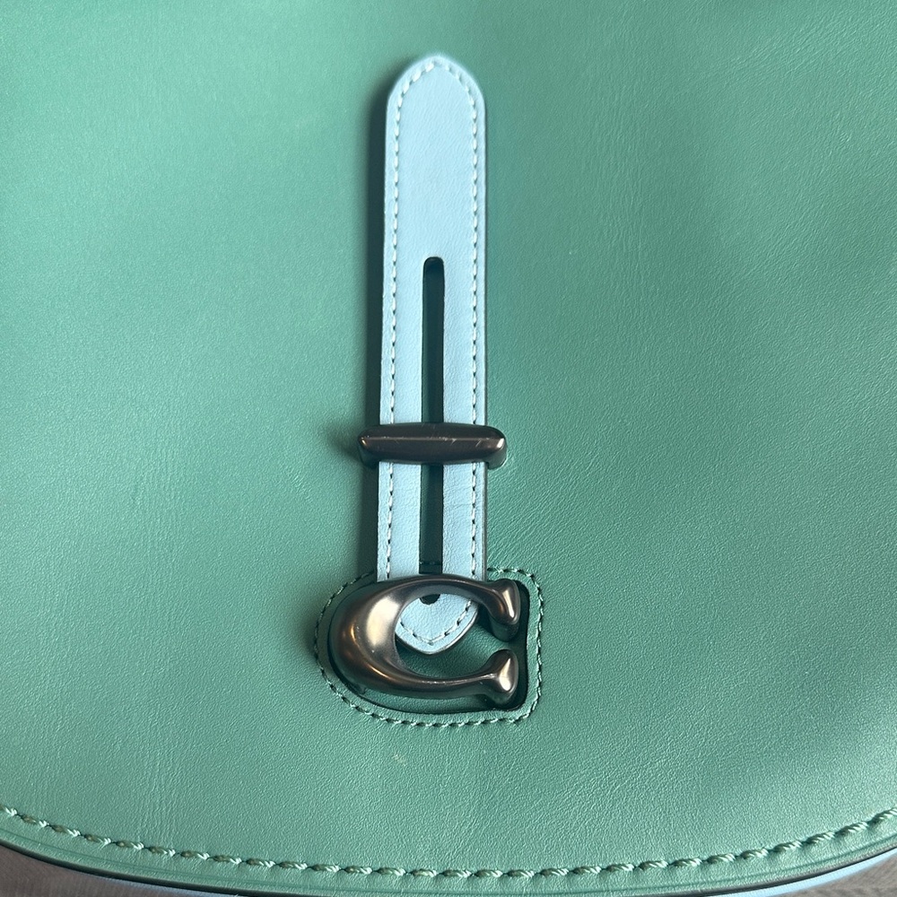 Coach color block Teal Saddle Crossbody Bag with Blue Accents - Picture 3 of 12